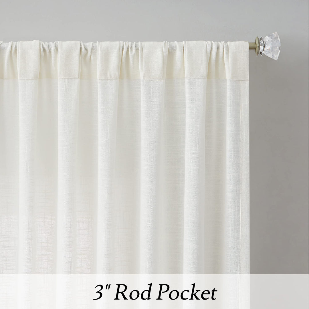 Vision Home Ombre Semi Sheer Curtains Linen Textured Gr