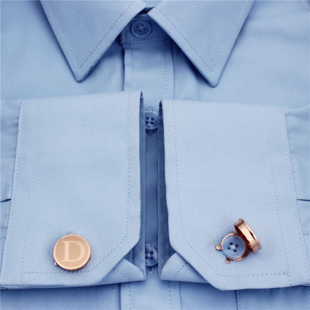 Initial Button Cover Cufflinks for Men Letter Rose Gold