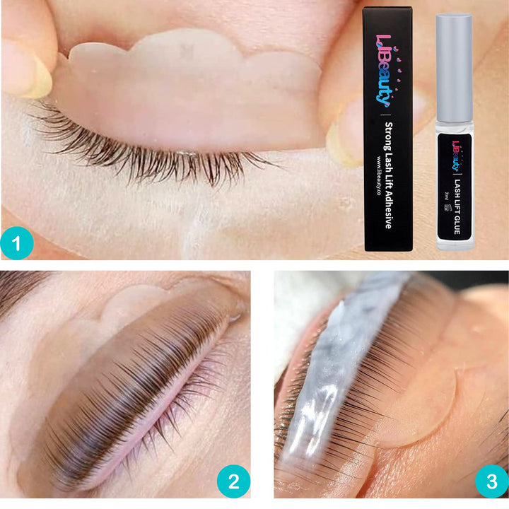 Lash Lift Glue Adhesive, Eyebrow Lamination Glue, Eyelash Perming Rod Fix Glue for Eyelash Curl Clean &amp; Strong 3 Seconds to Set Lash Premium Dissolves Quickly in Water (lash Lift Glue 2pcs)