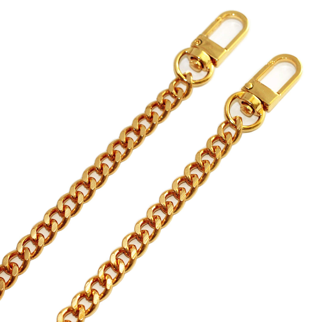 47 Iron Flat Chain Strap Handbag Chains Accessories Purse Straps Shoulder Cross Body Replacement Straps, with Metal Buckles (Gold)