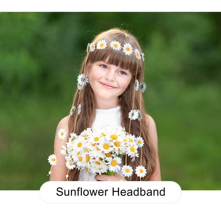 AWAYTR Sunflower Headband Women Hippie Headwear Bohomia