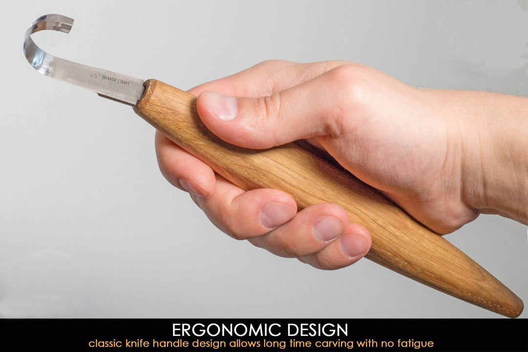 Spoon Carving Hook Knife SK5 2 - Double Sided Sharpening Curved Wood Carving Knife Wood Carving for Carving Spoons Bowls Cups Crooked for Professional Spoon Carvers and Beginners