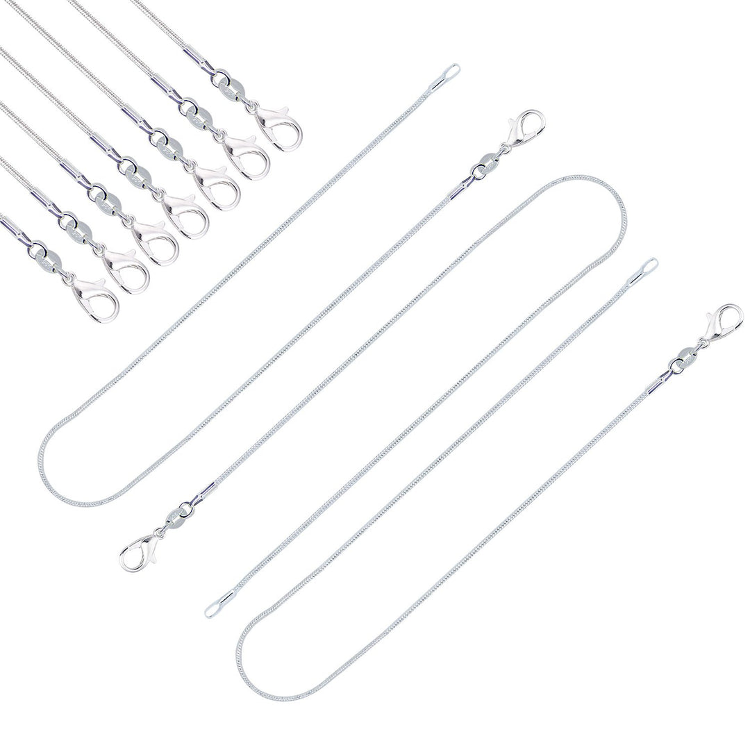 10pcs 24 Inch Silver Plated with 925 Stamp 1.2mm DIY Snake Chain Charms Link Necklace With Lobster Clasps for Jewelry Making (24)