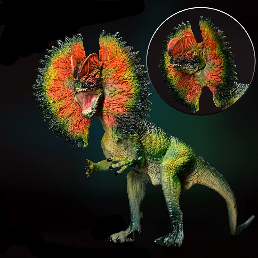 7 Inch Savage Dilophosaurus Solid Dinosaur Figurine Dilophosaurus Figure with Moveable Mouth