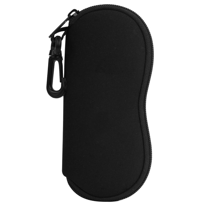 Eyeglass Soft Case, Zippered Neoprene Sunglasses Pouch with Clip for Men Women - Black