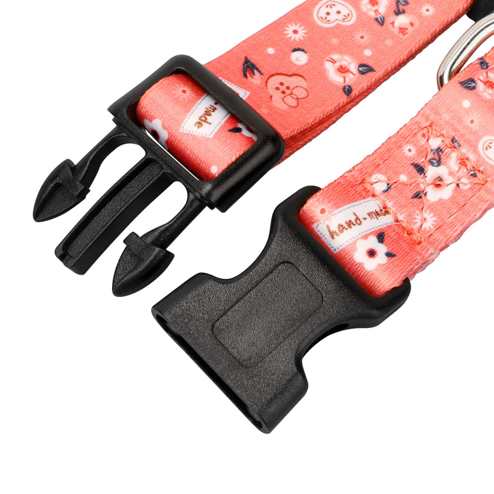 Quick Release Dog Collar with Leash, Adjustable Cute Dog Collars, Soft Comfortable Breathable Nylon Dog Collars for Small Medium Large Dogs(Medium, 11.8-15.7)