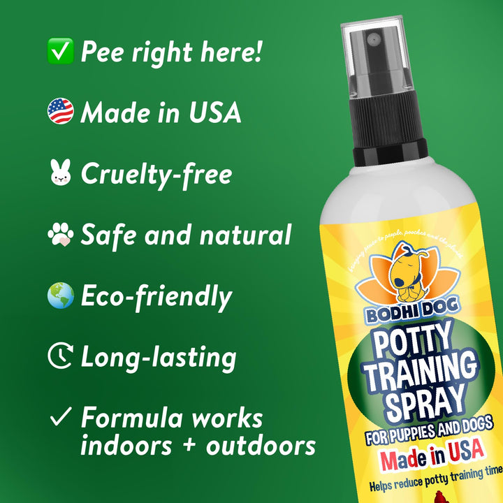 Potty Training Spray - Puppy &amp; Dog Training Aid for Indoor &amp; Outdoor Attractant Spray Use - Encourages Proper Dog Pee Here Habits - Safe for Pets &amp; Home - Made in The USA (8 Fl Oz)