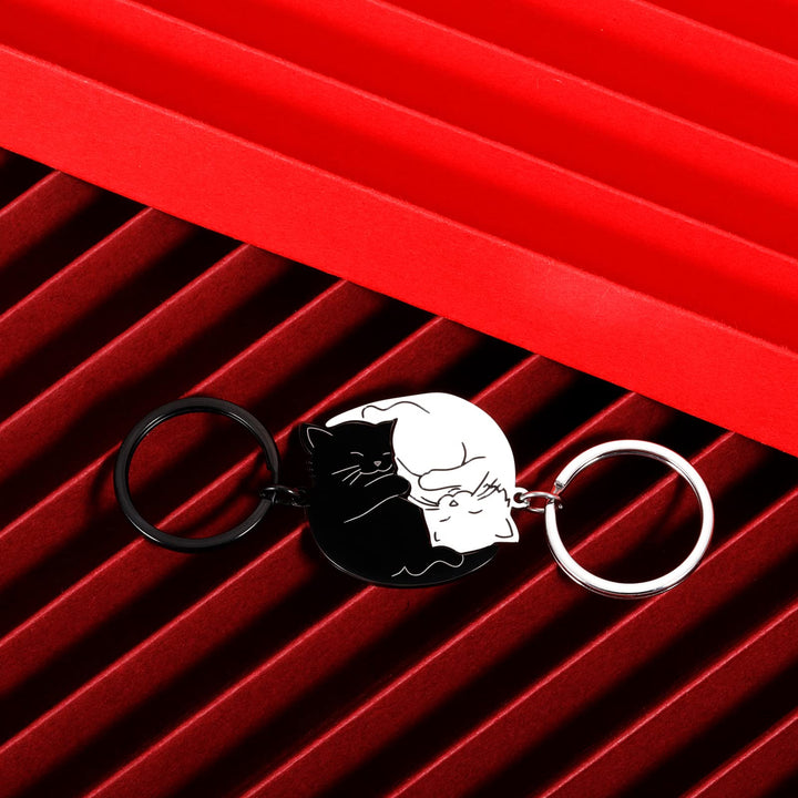 Couple Gifts Keychain Cute Valentine&#39;s Day Gift for Boyfriend Girlfriend Stocking Stuffers for Women Men Cat Lover Husband Wife Fiancée Matching Couple Stuff for Christmas Birthday Anniversary