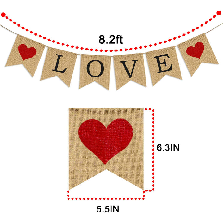 Love Burlap Banner | Valentines Day Decorations | Valentines Garland | Valentine Photo Props | Engagement Banner Decorations | Wedding Banner Decorations | Anniversary Banner Decorations