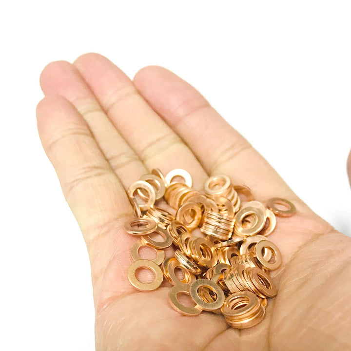 Copper Washer Assortment,100Pcs M5 Copper Metric Sealing Washers Kit,Flat Washers Assortment Set(5 x 9 x1.0mm)