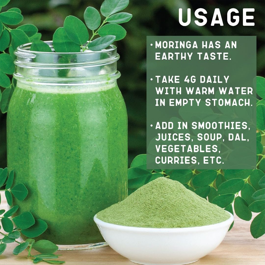 Premium Moringa Leaf Powder 8.81 Oz/250 Gm | Drumstick Leaf Powder | Natural Multi-Vitamin | Rich in Anti-Oxidant, Immunity Booster | Good for Hair &amp; Skin from India Farms