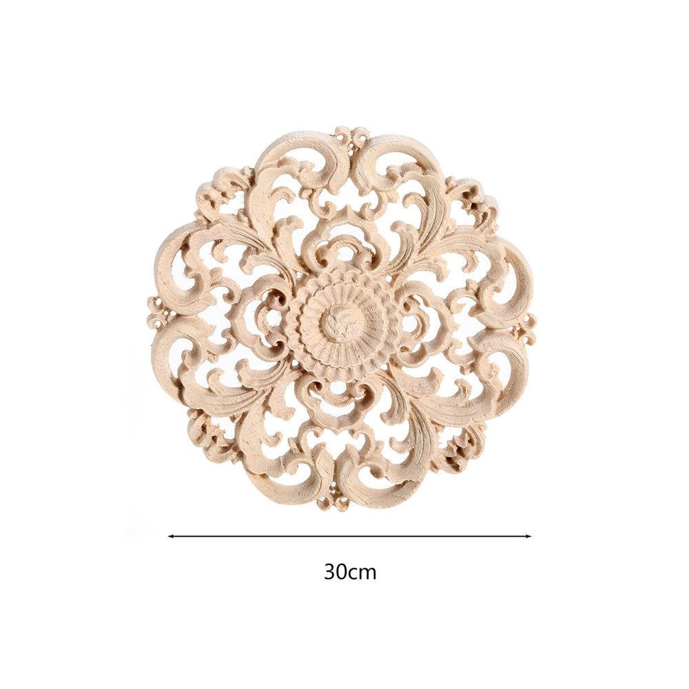 MUXSAM Round Wood Appliques Onlays, 2-Pack Unpainted Wo