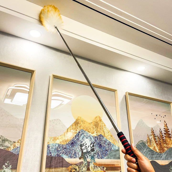 MKUN Lambs Wool Feather Duster extendable Stainless Ste