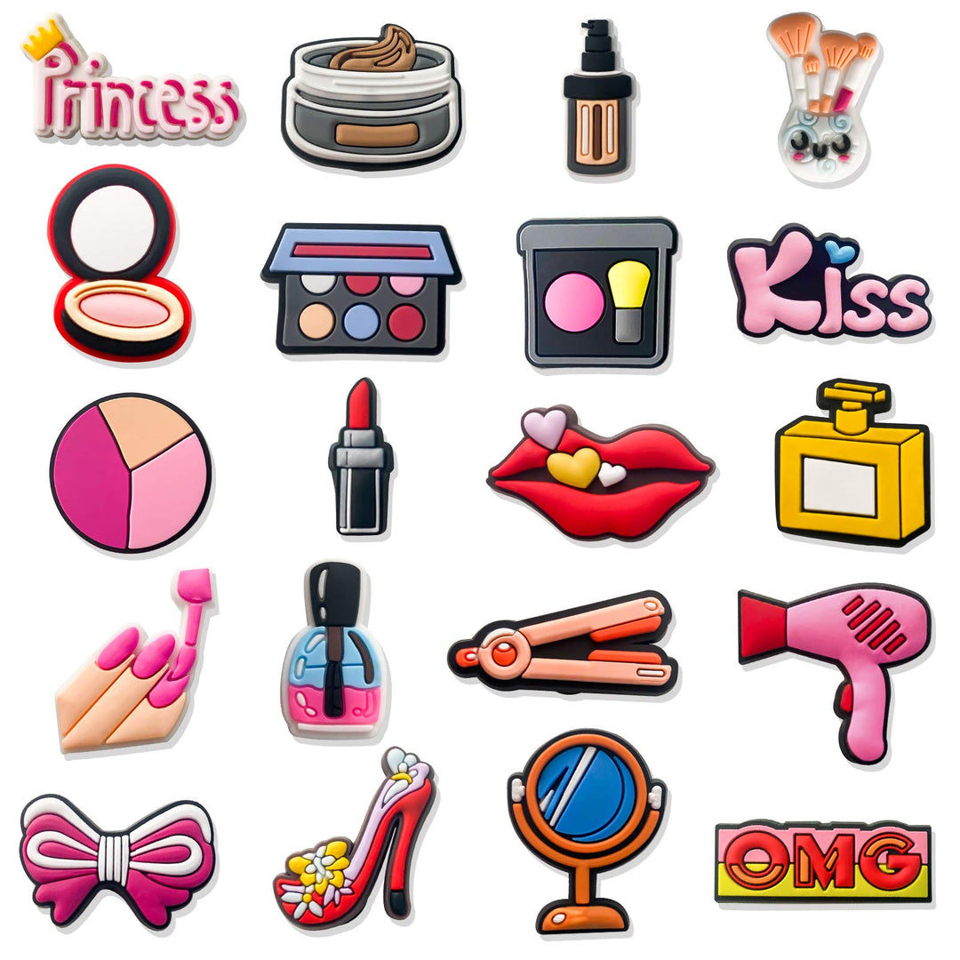 20 PCS Make-up Shoe Decoration Charms for Bracelets Wristbands, Cosmetics PVC Charms Decoration for Women Adults