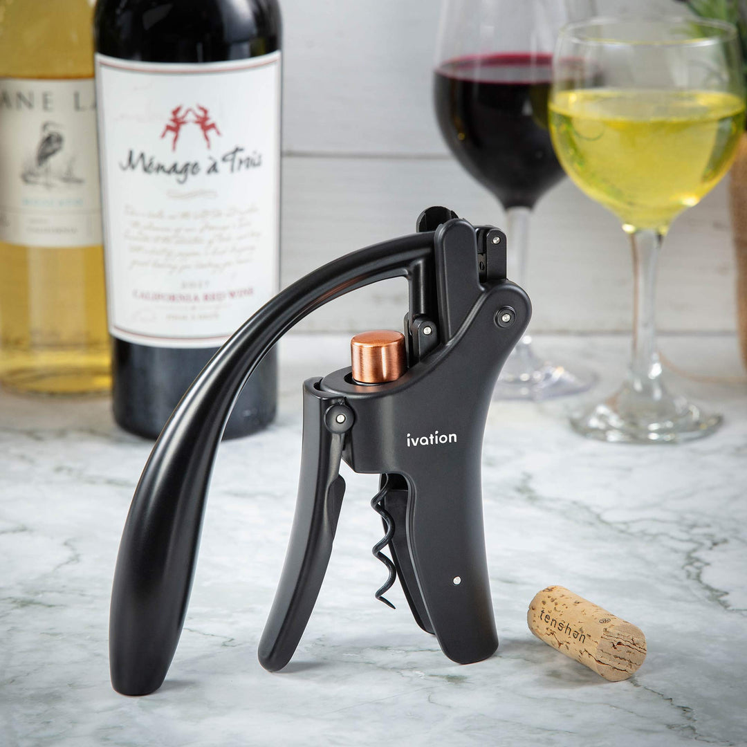 Ivation Wine Bottle Opener | Manual Handheld Corkscrew 