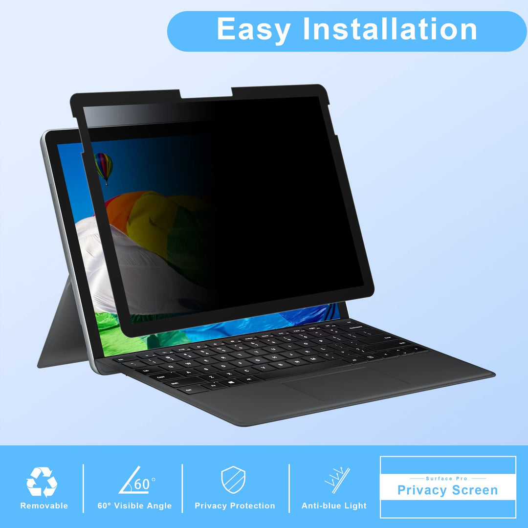 Surface Pro Privacy Screen, Microsoft Surface Pro 7 Plus, Pro 7, Pro 6, Pro 5th Gen (2017) (LTE), Pro 4 12.3 inch, Removable Provide Privacy, Anti-Blue Light, and Anti-Glare