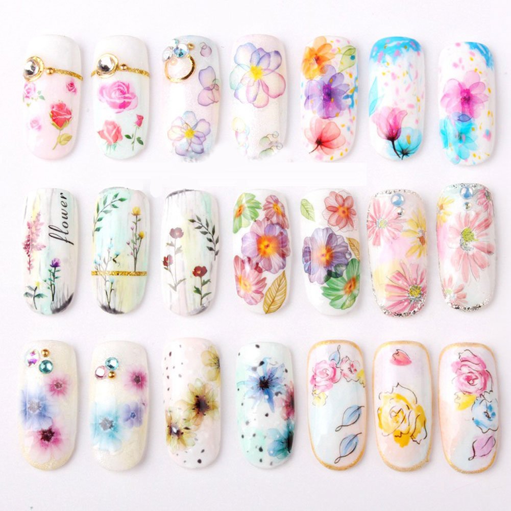 2: 20Pcs Color 3D Flower Design Nail Sticker Decal Diy Nail Art Decoration Kit
