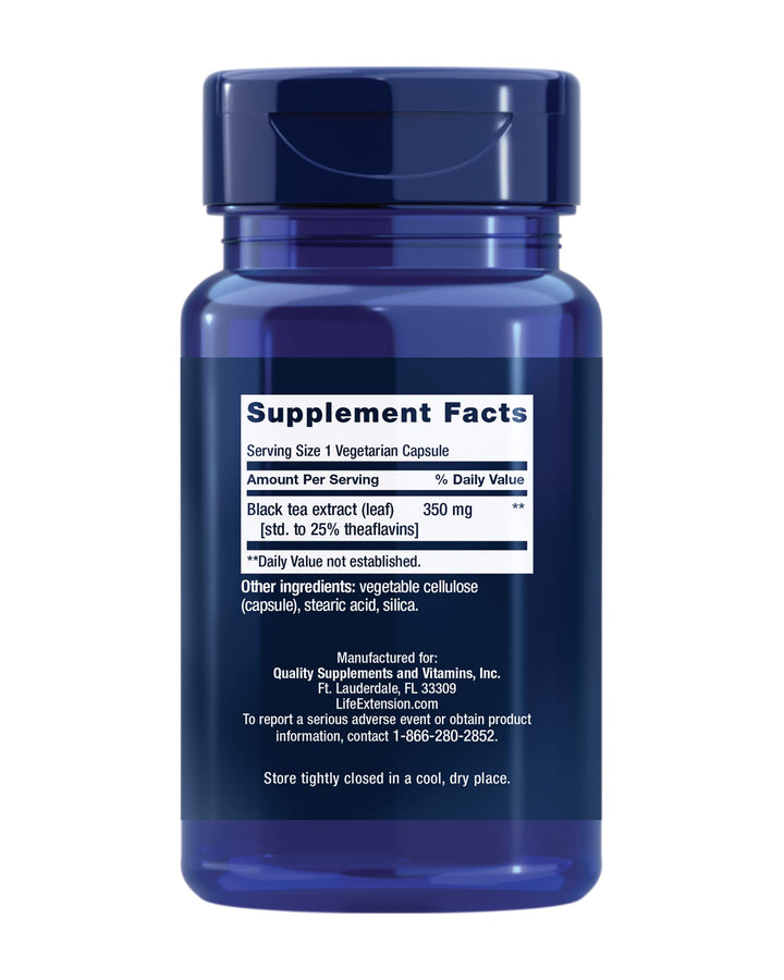 Theaflavin Standardized Extract – Tea Leaf Flavonoids, Arterial Health Support, Helps Maintain Already-Heathy Cholesterol – Gluten-Free, Non-GMO, Vegetarian – 30 Capsules