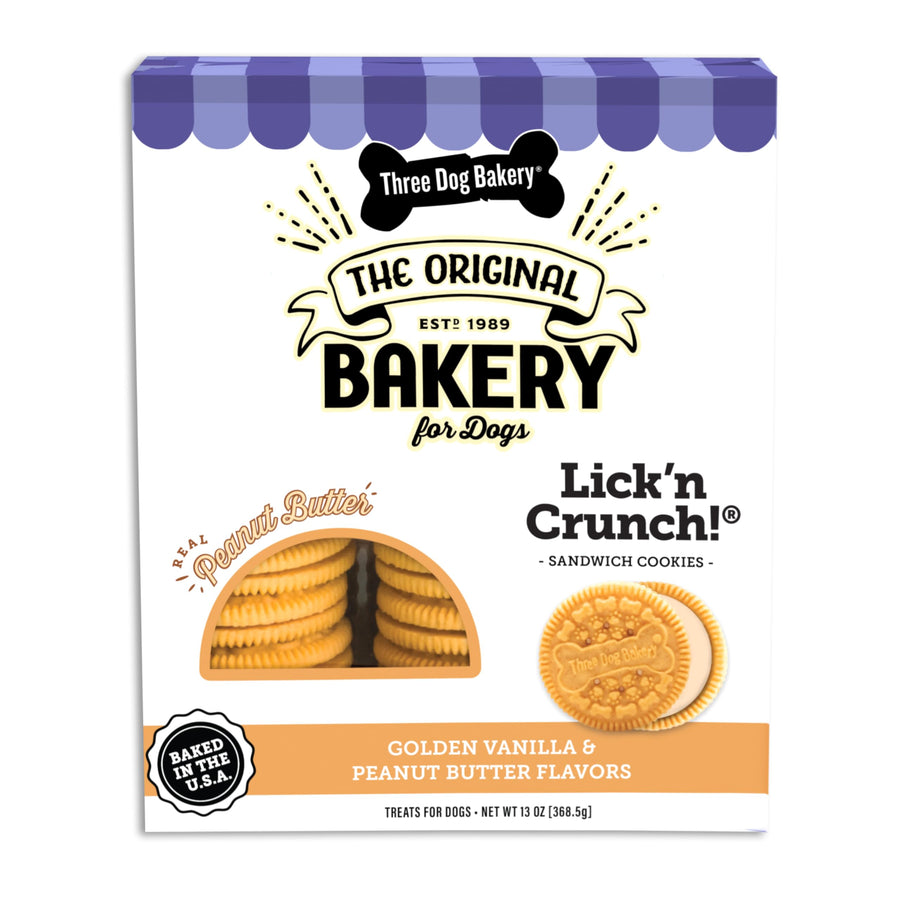 Classic Cremes Baked Dog Treats, Golden with Peanut Butter Filling, 13 oz,Brown,310077