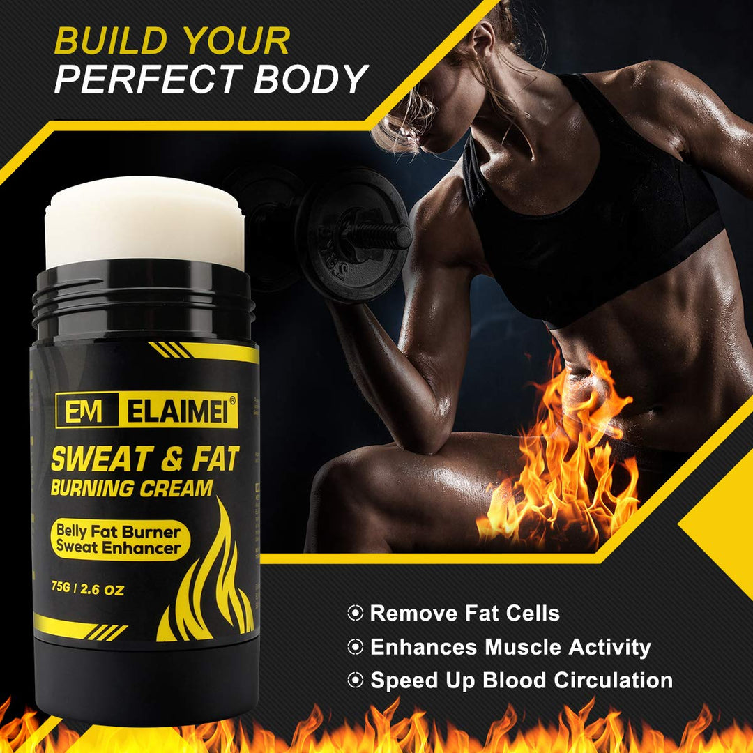 ELAIMEI Fat Burning Sweat Cream, Weight Loss Workout Enhancer Hot Gel for Belly, Slimming / Anti Cellulite Cream for Tummy for Body for Women and Men, Deep Tissue Massage &amp; Muscle