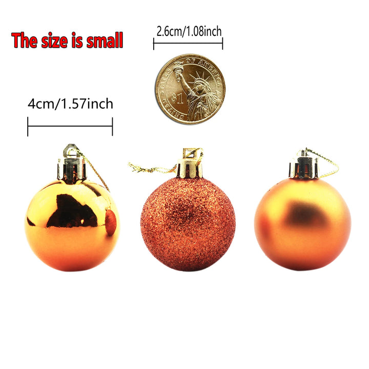 24pcs Christmas Ball Ornaments Shatterproof Christmas Decorations Tree Balls for Holiday Party Decoration, Tree Ornaments Hooks Included (Orange, 4cm/1.57)