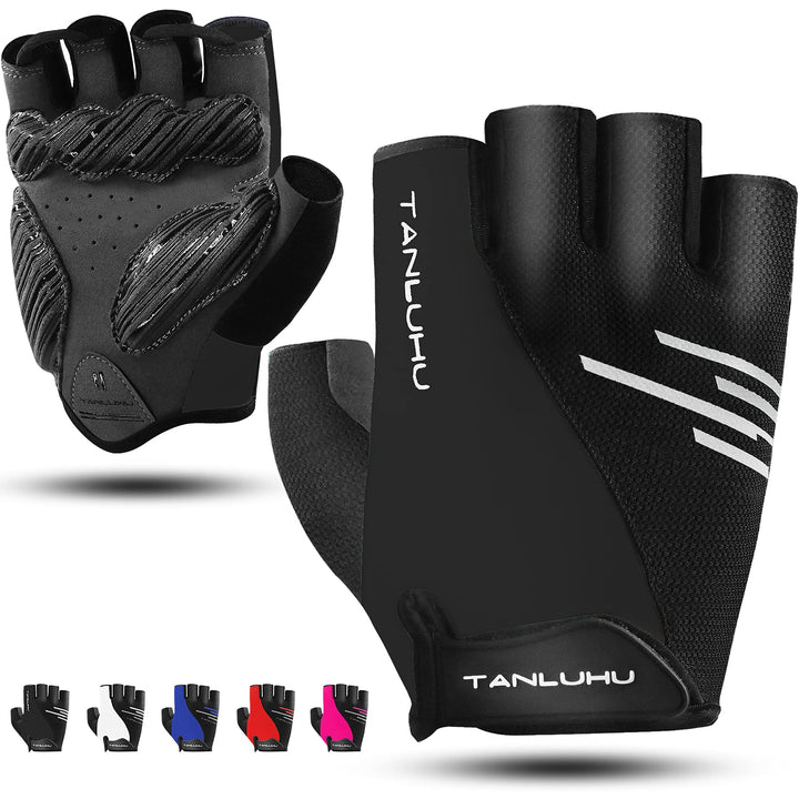 5MM Thicken SBR Shock Pads Bike Gloves Cycling Gloves Half Finger Biking Glove Moutain Bike Gloves Anti-Slip Shock-Absorbing Padded Breathable Road Bike Glove Bicycle Gloves for Men/Women