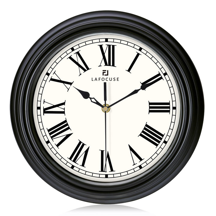 Black Gray Wall Clock Roman Numerals 12 Inch Silent Non-Ticking Kitchen Clock for Living Room Office Bedroom Home Decor