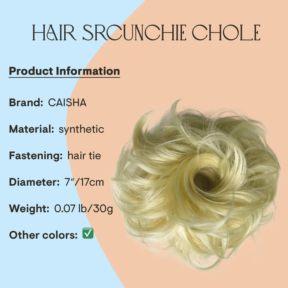 Scrunchy Scrunchie Bun Up Do Hairpiece Hair Ribbon Ponytail Extensions Wavy Curly or Messy various/diverse colours (bleach blonde #613/88)