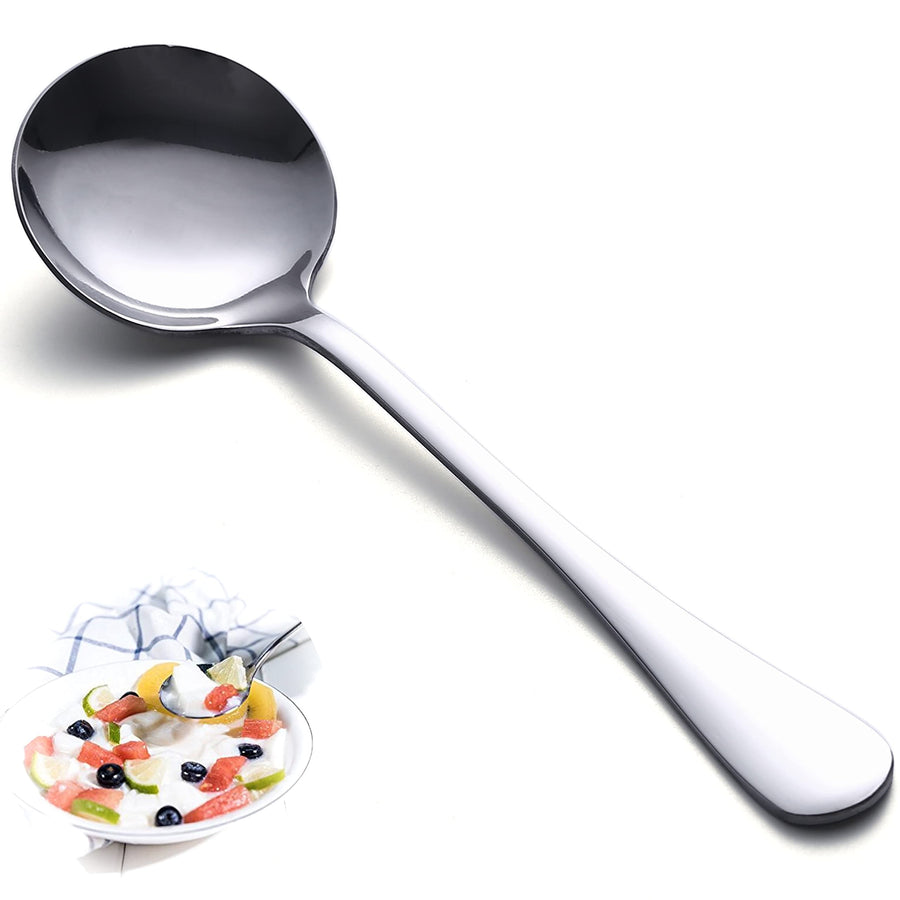 Soup Spoons Set 12 Pcs Premium Stainless Steel Dinner Spoons Heavy-Weight Durable Round Spoons Flatware Set