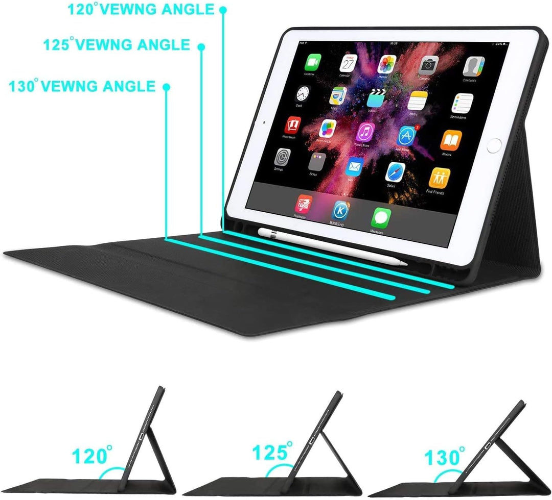 iPad Keyboard Case 9.7 inch, Compatible with iPad 6th Generation,iPad 5th Generation, iPad Pro 9.7 inch, iPad Air 2,iPad Air, Protective Folio Cover with Wireless Bluetooth Keyboard -Black