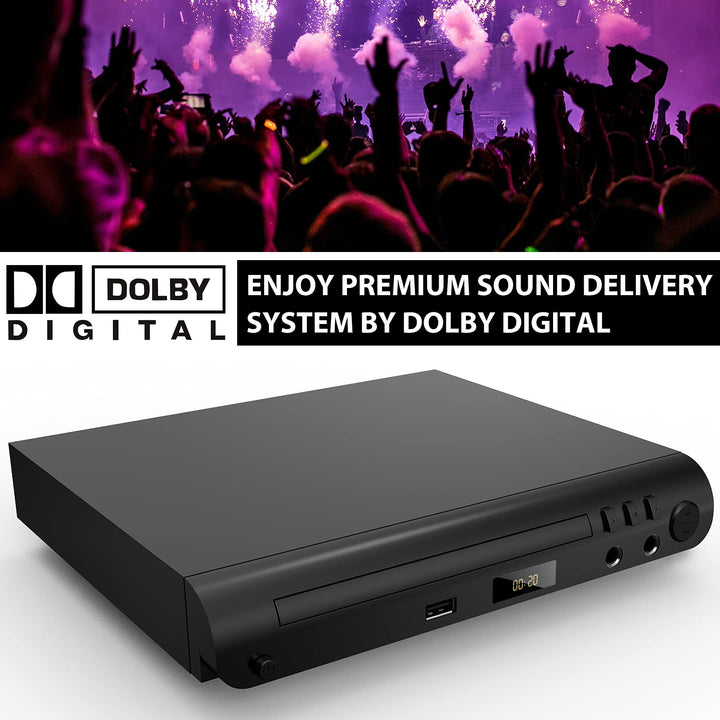 HD DVD Player, DVD Players for TV, All Region Free DVD Players with Dual Microphone Jack HDMI &amp; RCA Output, Support USB Input, NTSC/PAL Up-Convert to 1080P, HDMI &amp; AV Cable Remote Control