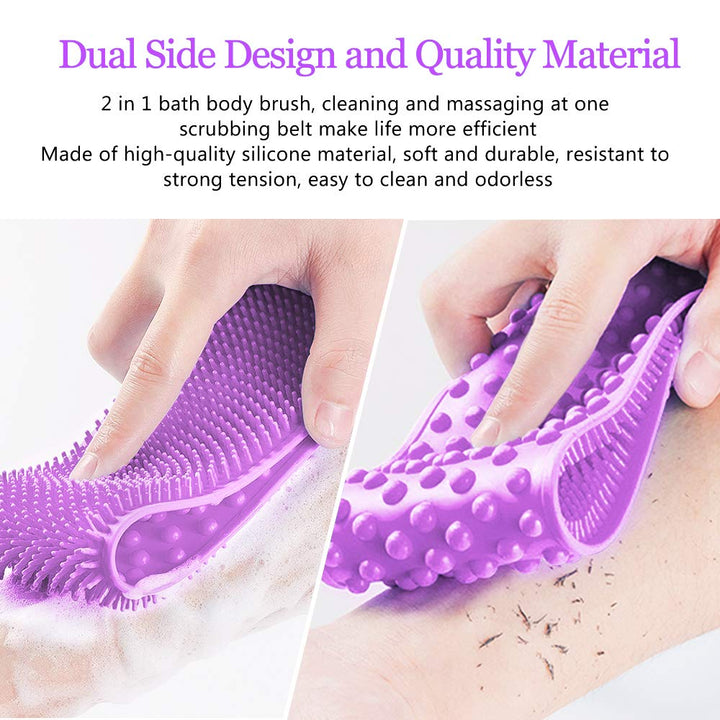 Back Scrubber for Shower,30inches and 35Ã‚½ inches Two Size for Choosing Bath Body Brush Silicone Back Brush Extra Long Exfoliating Body Scrubber With Handle for Men and Women.(Purple)
