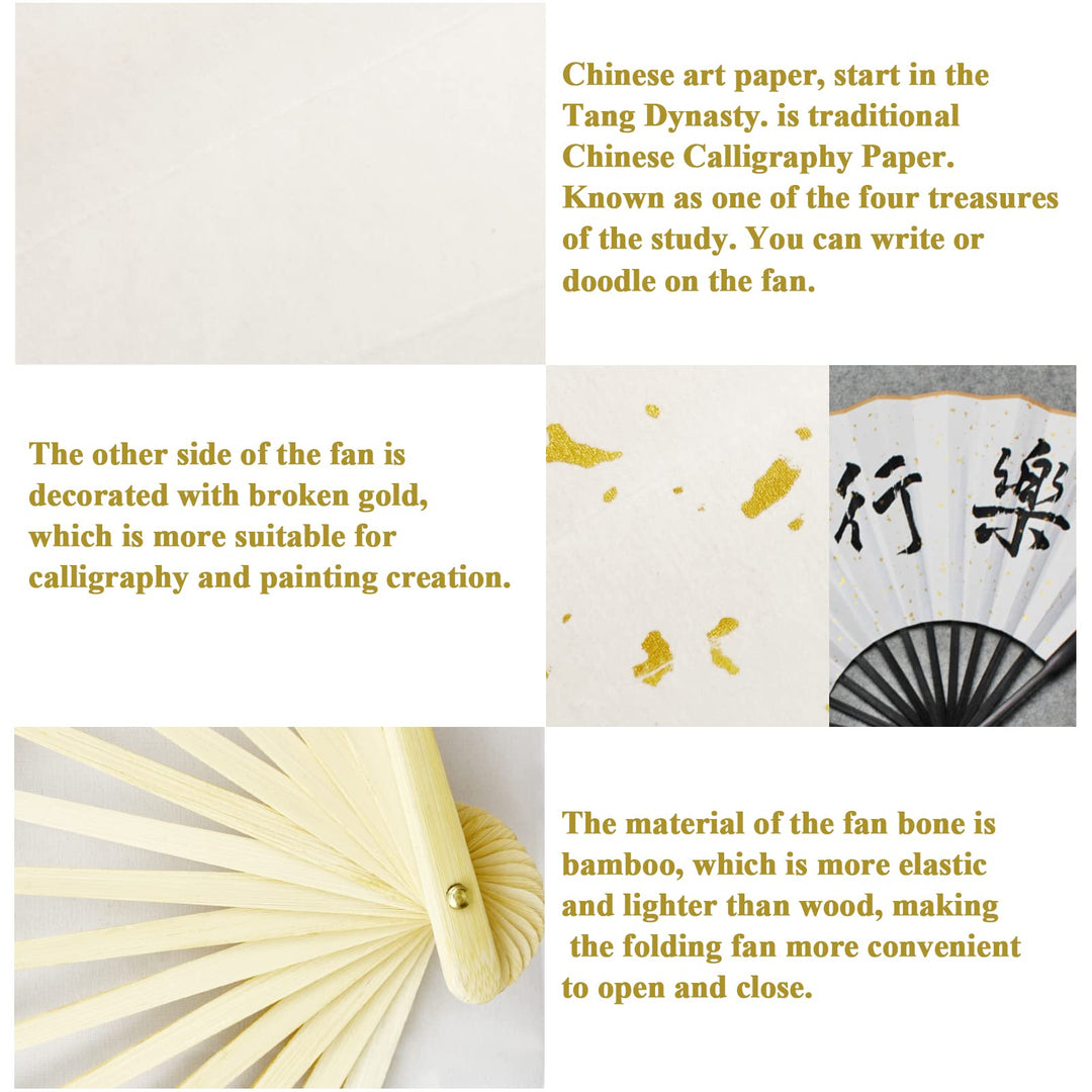 2PCS Large Folding Fans - Handheld Fan Foldable,Asian/Chinese/Japanese Hand Fans, Festival Fan Pride Accessories for Women