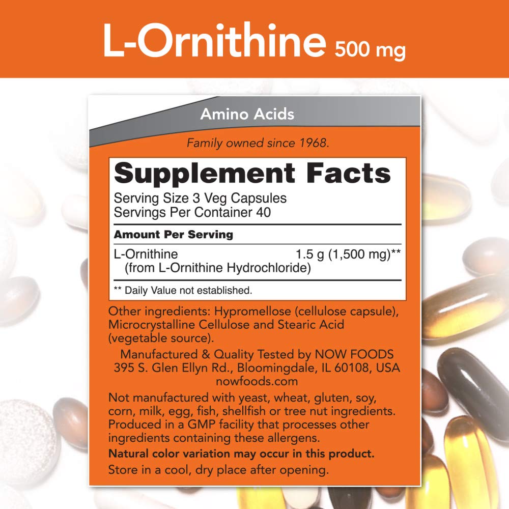 NOW Foods Supplements, L-Ornithine (L-Ornithine Hydroch