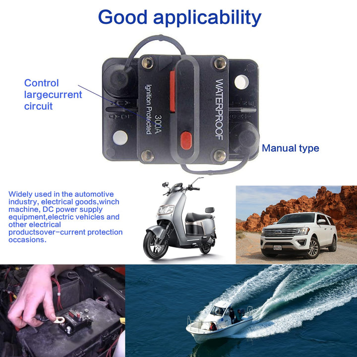 100 Amp Circuit Breaker with Manual Reset, 12V - 48V DC, Waterproof Inline Fuse Inverter for Boat Marine RV Yacht Battery Truck Solar