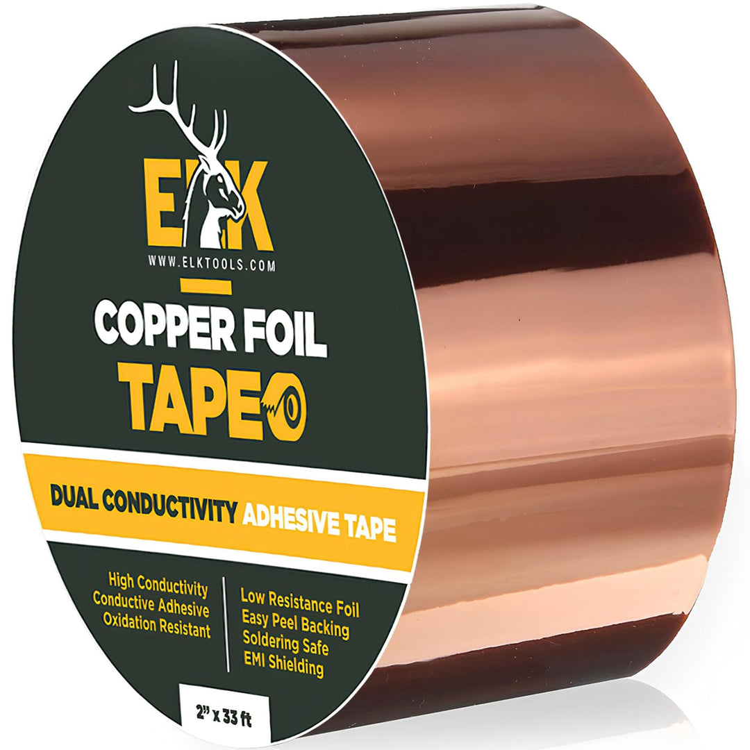 Copper Foil Tape - 2” x 33ft - with Conductive Adhesive for Guitar, Crafts, Electrical Repairs and Grounding - Conductive Copper Tape