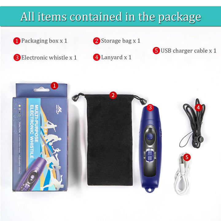 Electronic Whistle Rechargeable for Referees Coaches Teachers Electric Whistle Handheld Blowless Whistles with Lanyard for Outdoor Games Sports Emergency Pet 4 Tones High Volume USB Charging (Black)