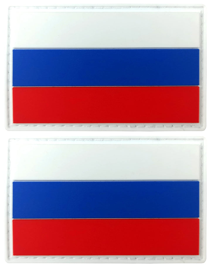 Russia Flag Patch Russian Tactical Patch - PVC Rubber Hook and Loop Fastener Patch, 2 Pack
