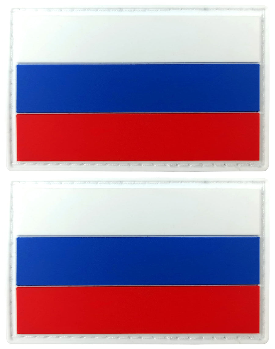 Russia Flag Patch Russian Tactical Patch - PVC Rubber Hook and Loop Fastener Patch, 2 Pack