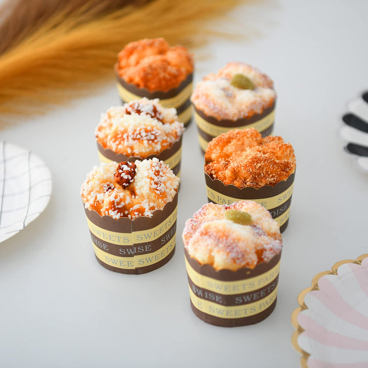 6 Pcs Fake Cupcake Model, Faux Cakes Simulation Realistic Cupcake Bread Dessert ,Simulation Realistic Muffin Bread Dessert Home Party Decoration, Yellow, Medium (190508YD10-10452-1832046921)