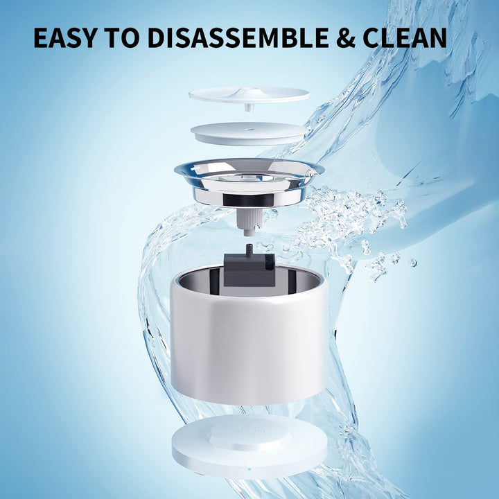 Stainless Steel Cat Water Fountain with Wireless Pump, Dog Cat Water Fountain Dispenser,Ultra Quiet Pet Water Founatin for Cats and Small Dogs