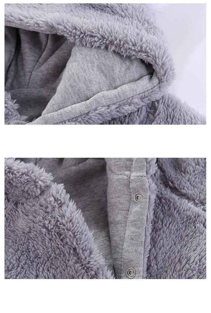 Newborn Baby Cartoon Bear Snowsuit Warm Fleece Hooded Romper Jumpsuit (Pink,3-6 Month)