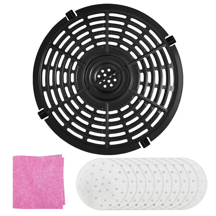 Air Fryer Rack &amp; Replacement Grill Pan, Non-Stick Fry Pan Crisper Plate Suit For Gowise, Powerxl, Gourmia, Dash, Emeril Lagasse 5QT Air Fryer, Dishwasher Safe Home Kitchen Tool