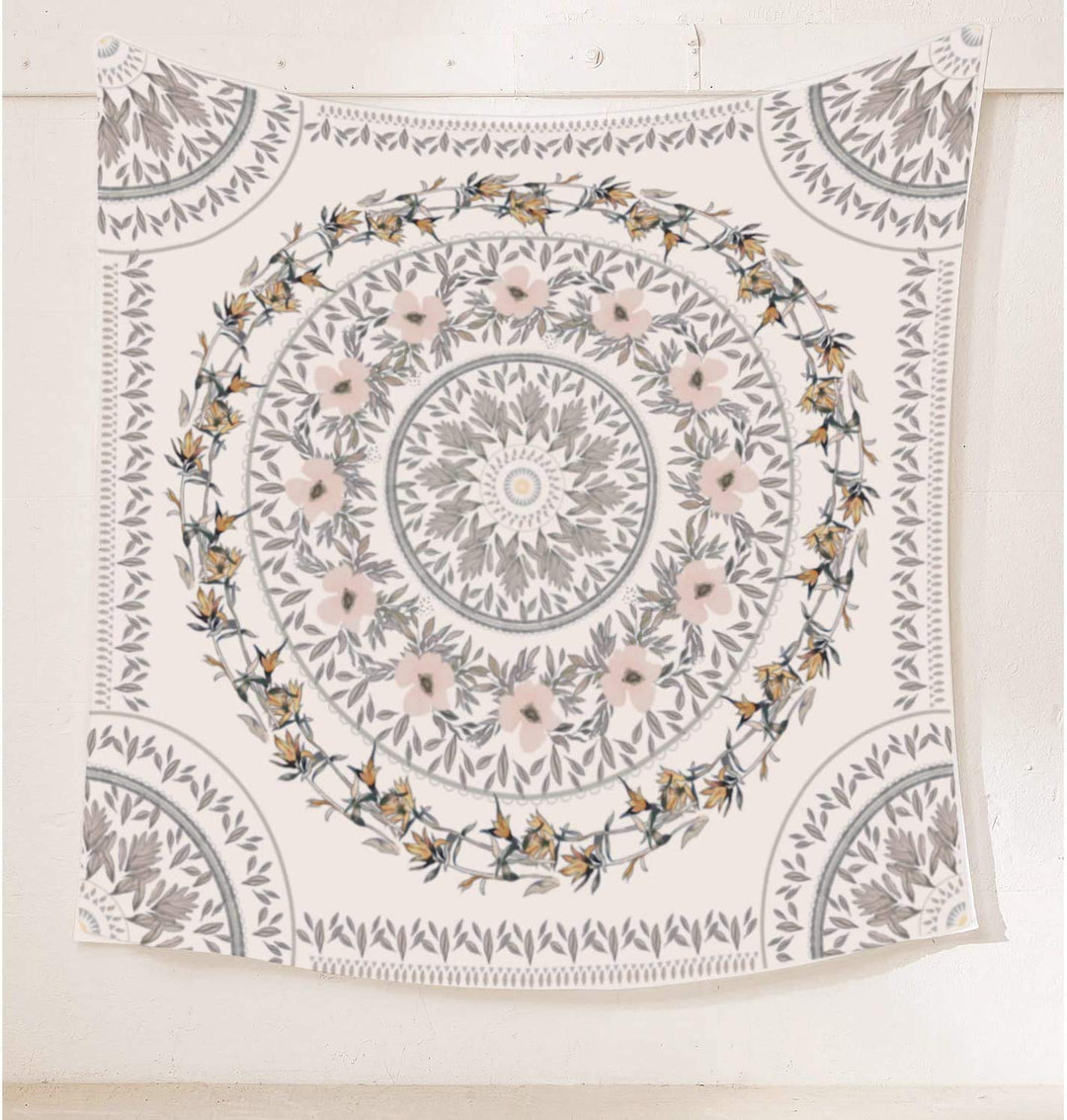 Blue Sketched Floral Medallion Tapestry, Bohemian Mandala Wall Hanging Tapestries, Indian Art Print Mural for Bedroom Living Room Dorm Home Décor 59.1 x 80 Inches(Royal Blue)