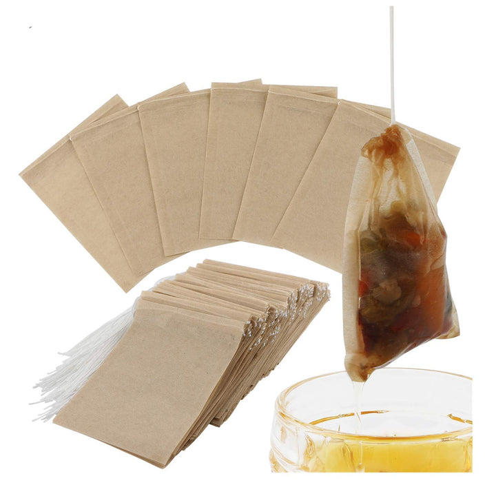 300PCS Tea Filter Bags, Disposable Paper Tea Bag with Drawstring Safe Strong Penetration Unbleached Paper for Loose Leaf Tea and Coffee(6x8CM)