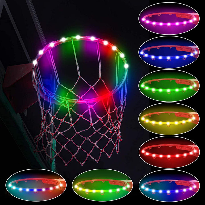 Led Lights Basketball Hoop,Remote Control Basketball Rim LED Light,Super Led Light with 16 Colors, Waterproof,Super Bright to Play at Night Outdoors,Good Gift for Kids Training and Playing at Night
