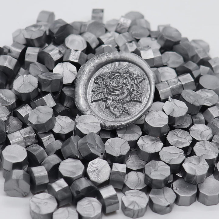 230 Pcs Metallic Luster Sealing Wax Beads for Wax Seal Stamp, Perfect for Cards Envelopes, Wedding Invitations, Wine Packages, Gift Wrapping (Silver)