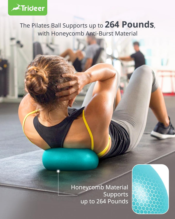 Pilates Ball 9 Inch Core Ball, Small Exercise Ball with Exercise Guide Barre Ball Mini Yoga Ball for Pilates, Yoga, Core Training, Physical Therapy, Balance, Stability, Stretching (Turkis)