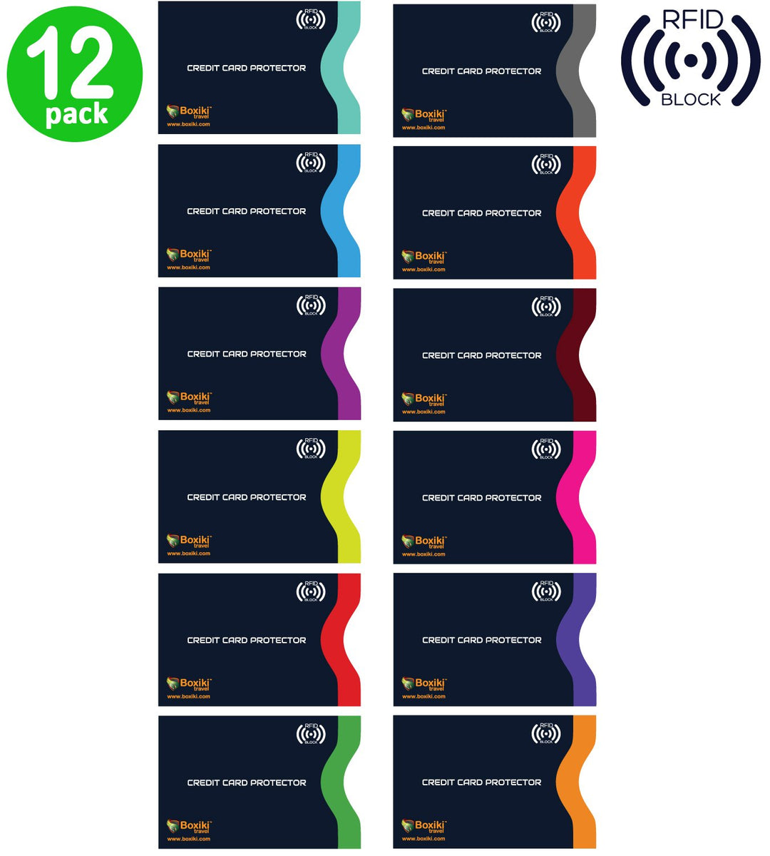 RFID Blocking Sleeves, Set with Color Coding | Identity Theft Prevention RFID Blocking Envelopes Set of 12 Credit Card Sleeves (Navy Blue)