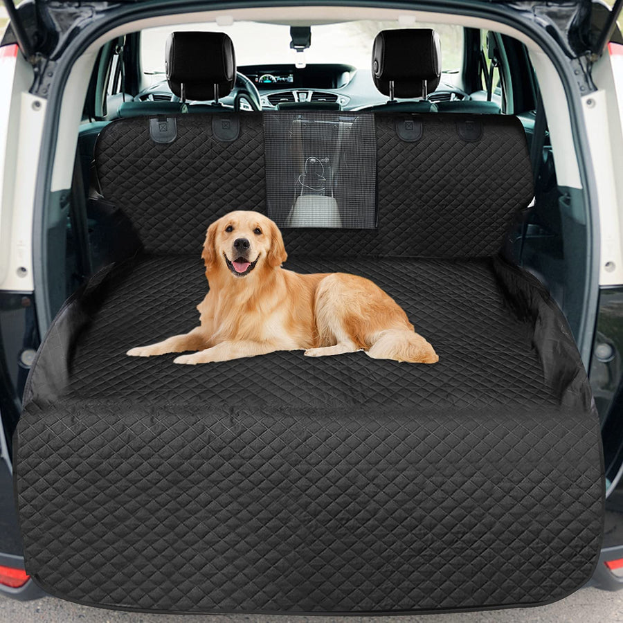 Dog Cargo Liner for SUV,Waterproof Nonslip Pet Car Seat Cover Mat with Mesh Window,Washable Dog Trunk Cover with Bumper Flap - Universal Fit